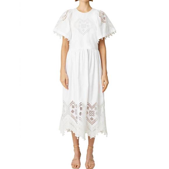 NEW RHODE claude maxi dress in eyelet white